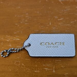 Coach White Leather Hangtag Keychain